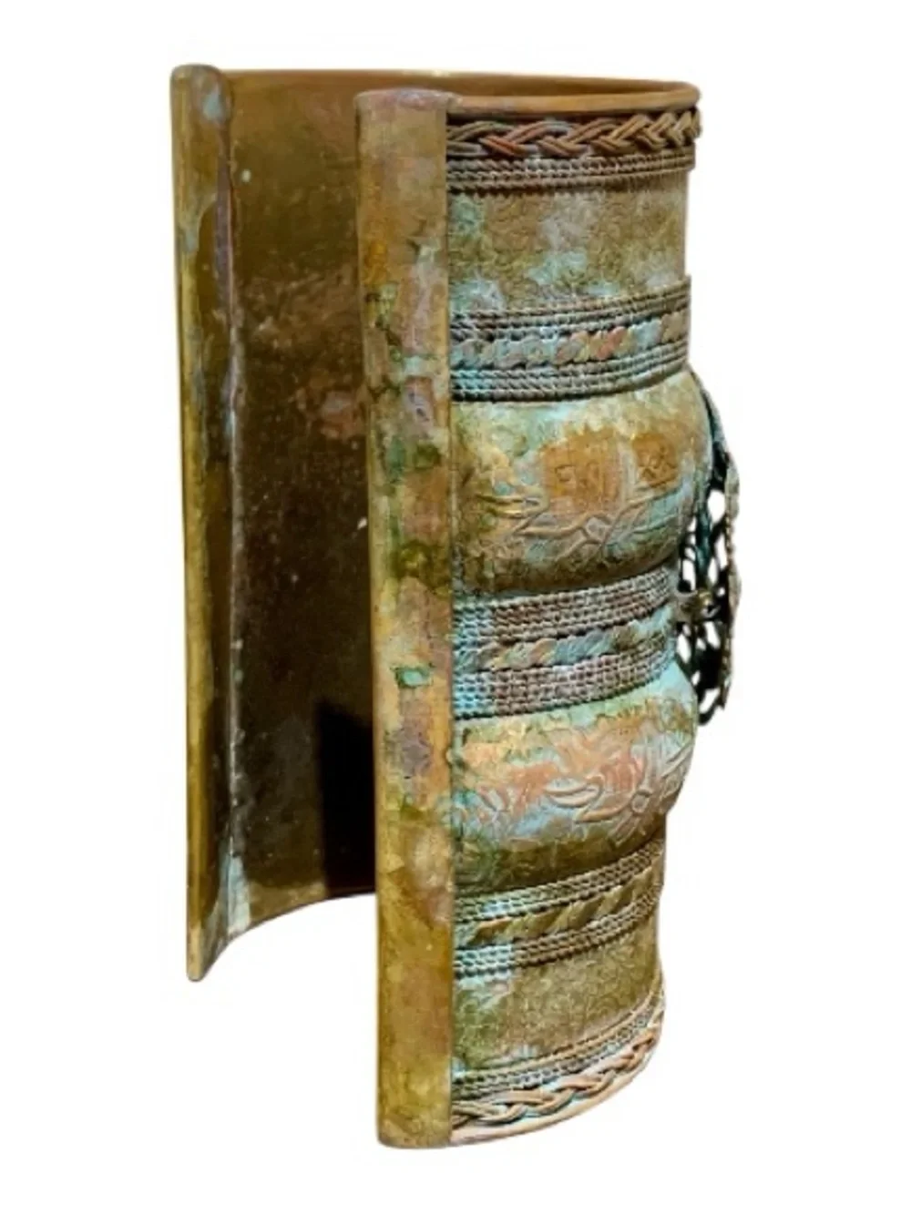 Handcrafted Artisan Antiqued Brass and Patina Cuff